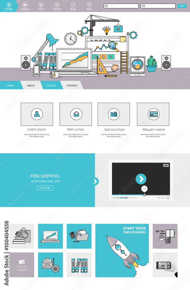 Modern Flat Website Template Design Vector
Modern Flat Website Template Design Vector