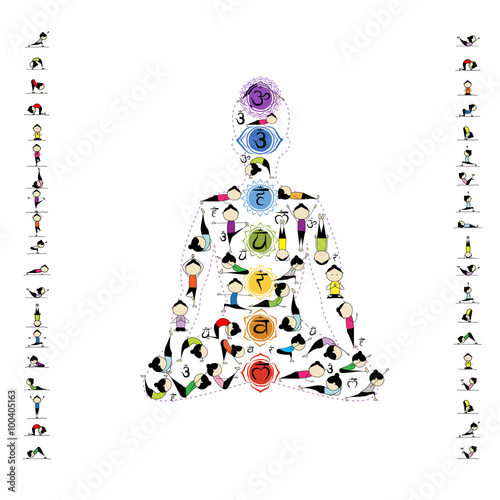 Yoga lotus pose made from asanas for your design