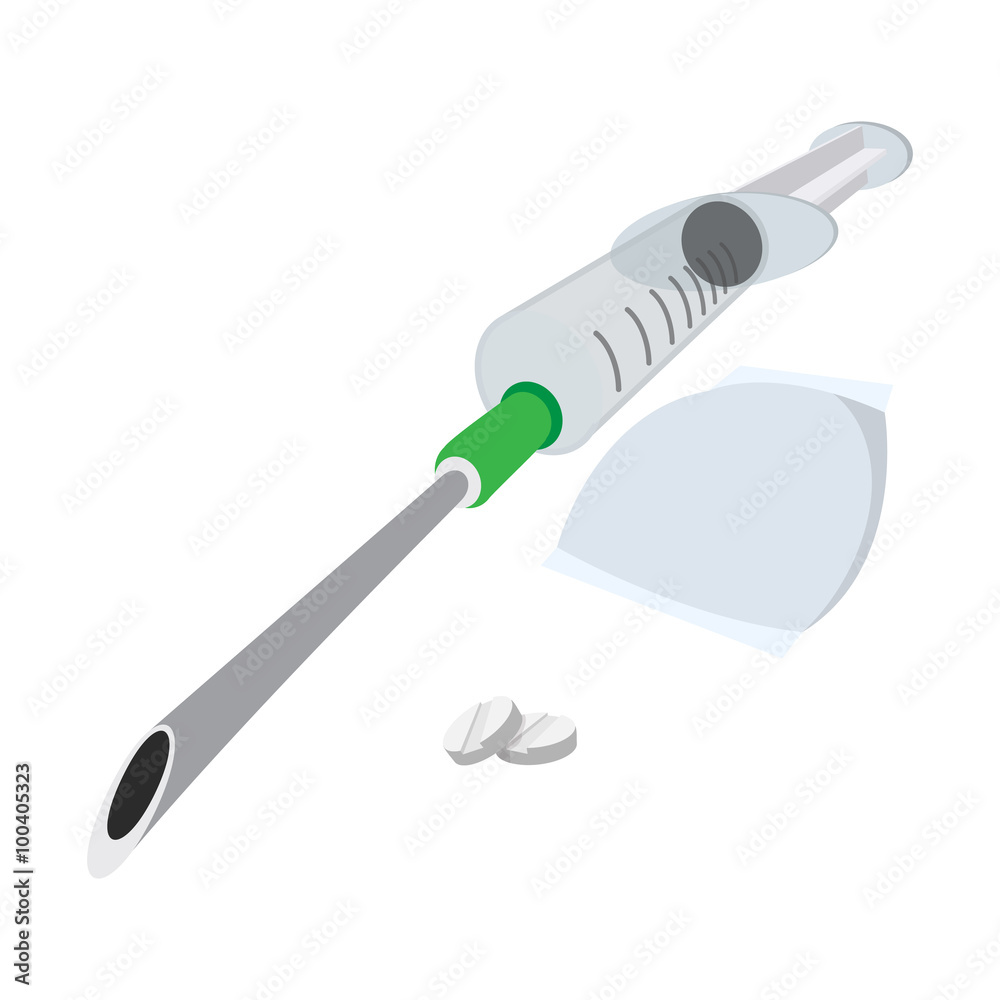 Syringe and tablets cartoon icon Syringe and tablets cartoon icon
