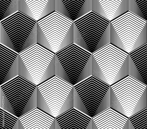 Design seamless monochrome hexagon geometric pattern