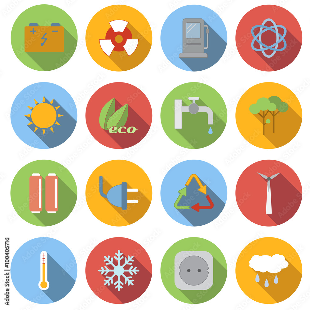 Obraz premium Ecology flat icons set 