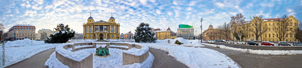 Fototapeta premium Zagreb Marshal Tito square winter panorama