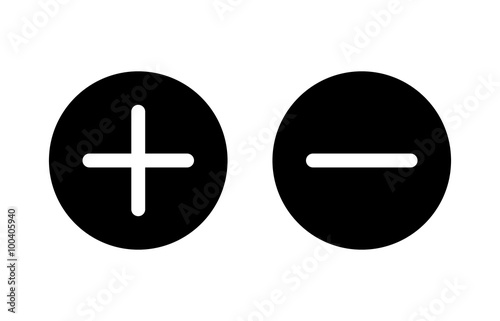 Plus and minus or add and subtract flat icon for apps and websites.