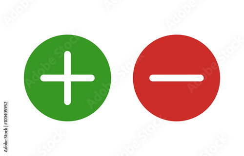 Plus and minus or add and subtract flat color icon for apps and websites. photo