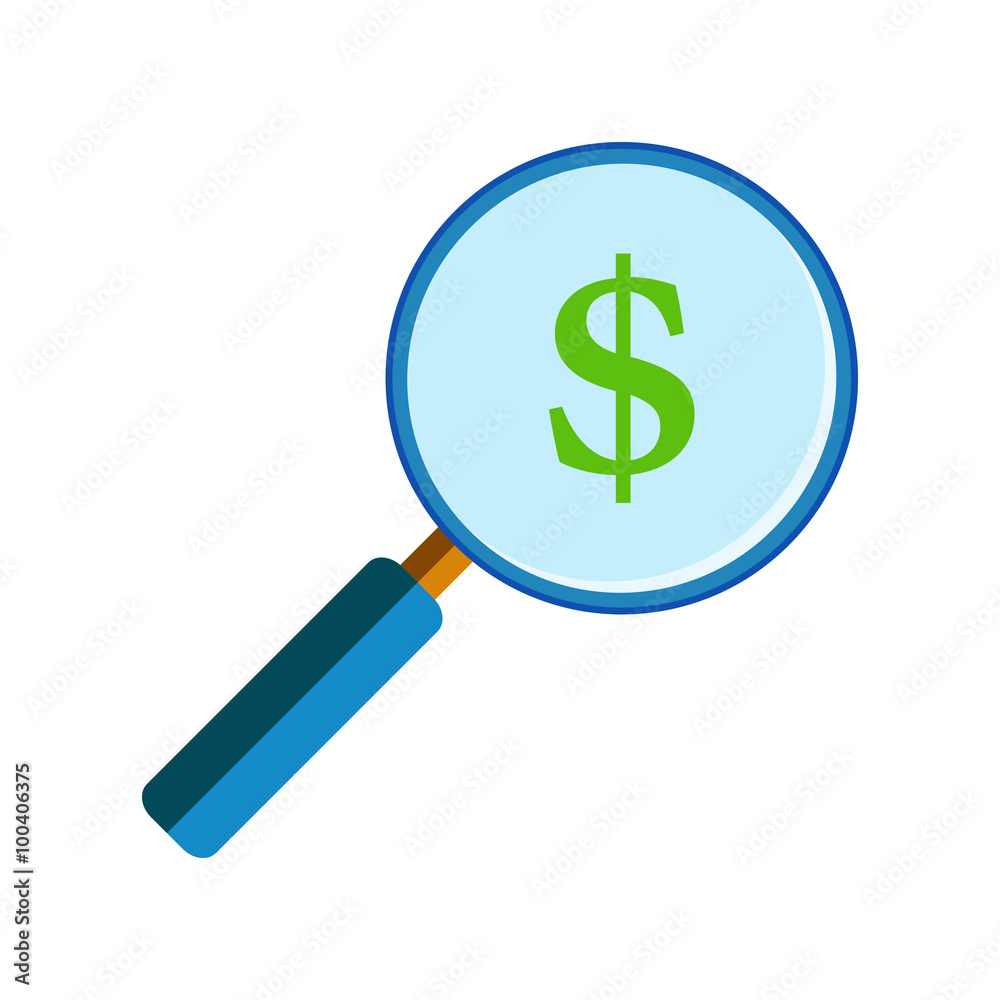 Magnifying glass with dollar sign Magnifying glass with dollar sign