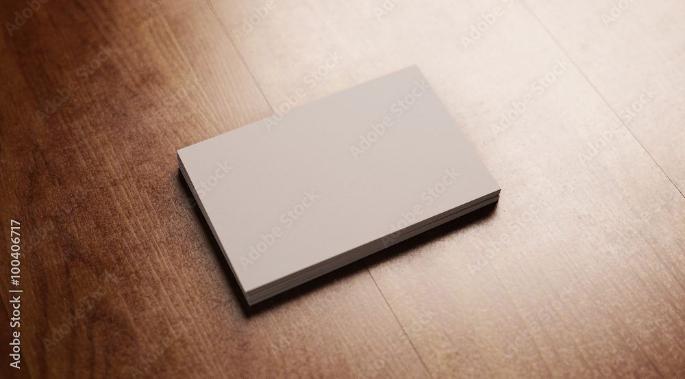 Set of blank business cards on wood table. Horizontal Set of blank business cards on wood table. Horizontal