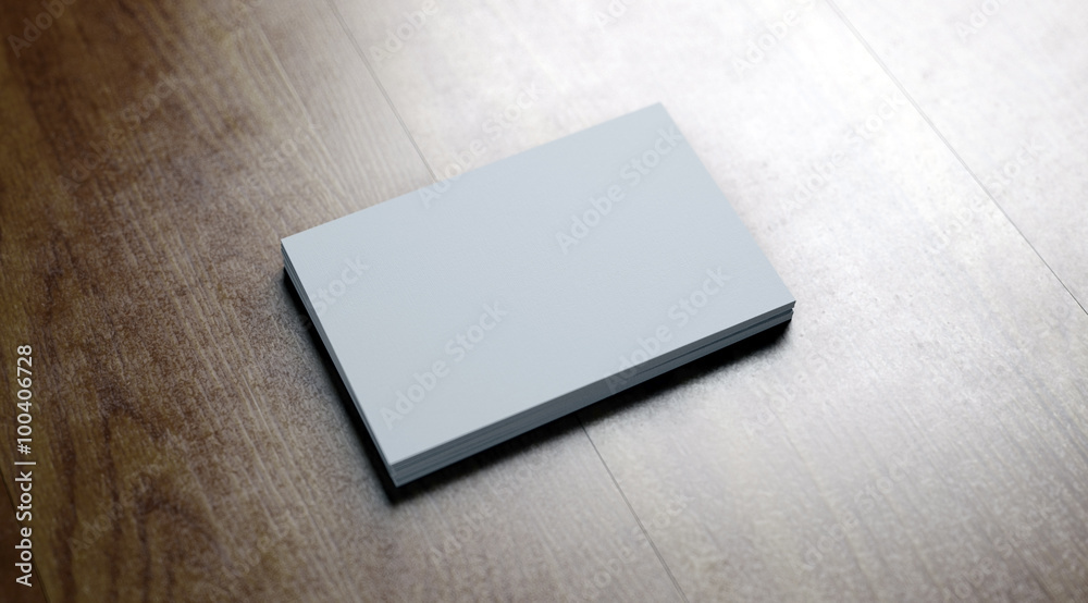 Set of white business cards on wood table. Horizontal Set of white business cards on wood table. Horizontal