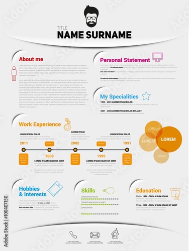 Minimalist CV, resume template with simple design, vector