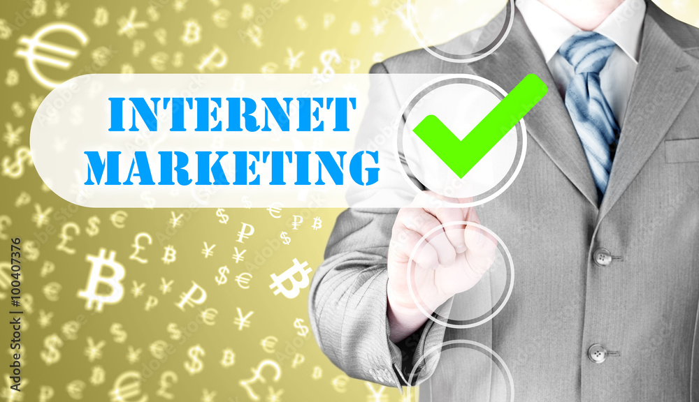 business man pressing checkbox internet marketing business man pressing checkbox internet marketing