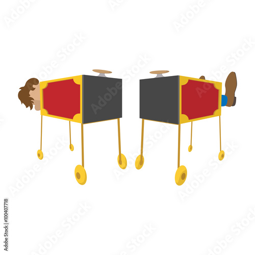 Magician sawing box cartoon icon