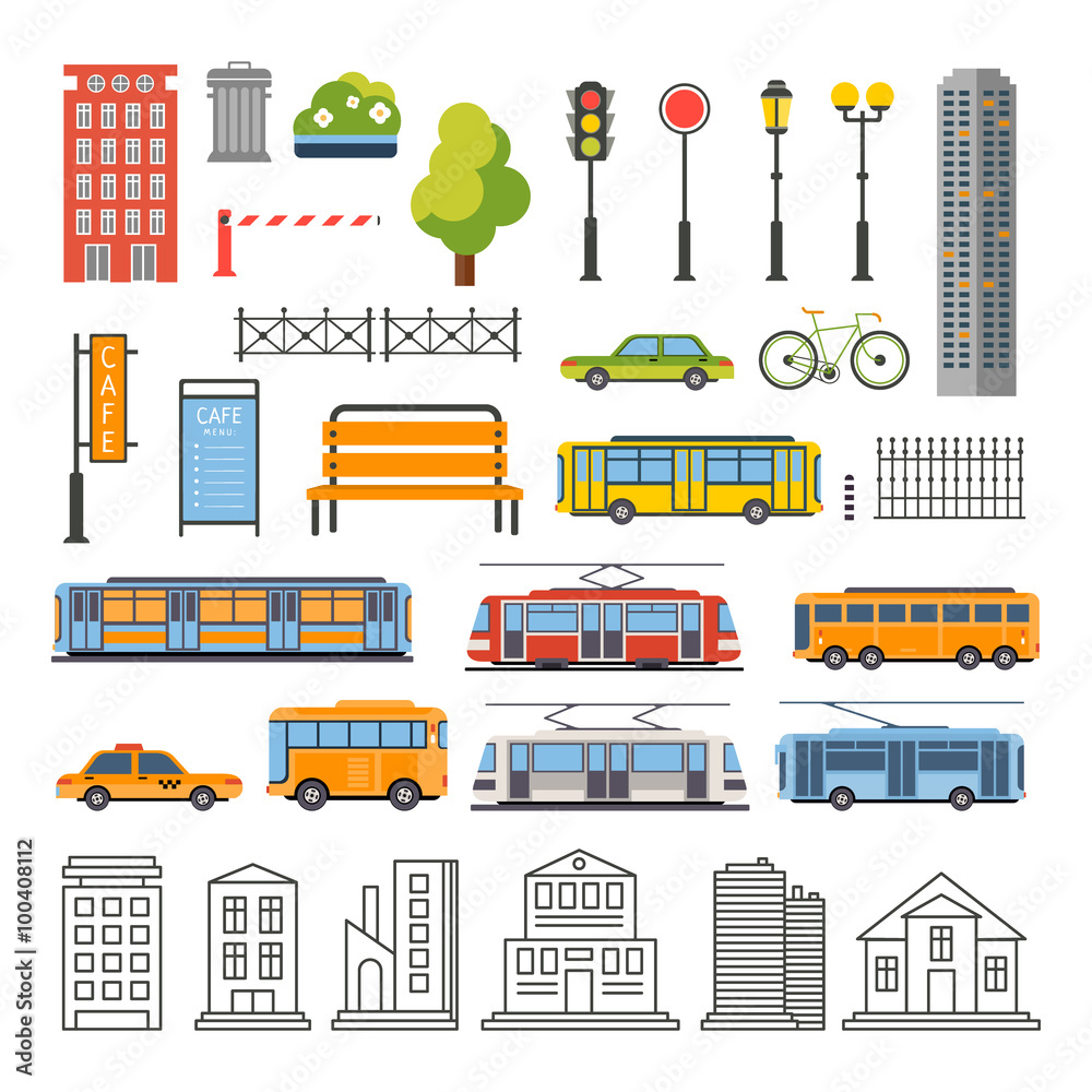 Transportation and City Traffic Infographics Elements. Vector Illustartion