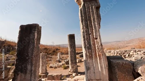 Time-lapse of ruins on Mount Arbel, Israel. photo