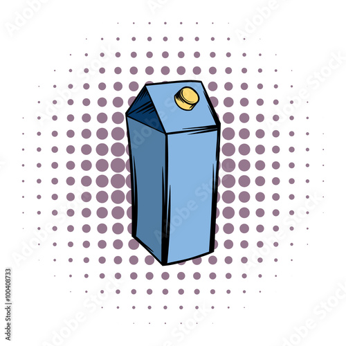 Milk or juice carton box comics icon