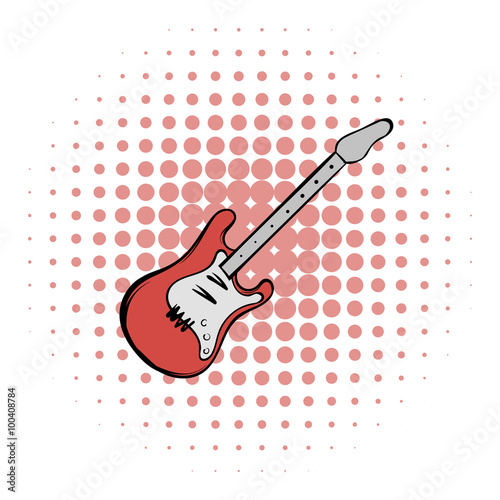 Red electric guitar comics icon