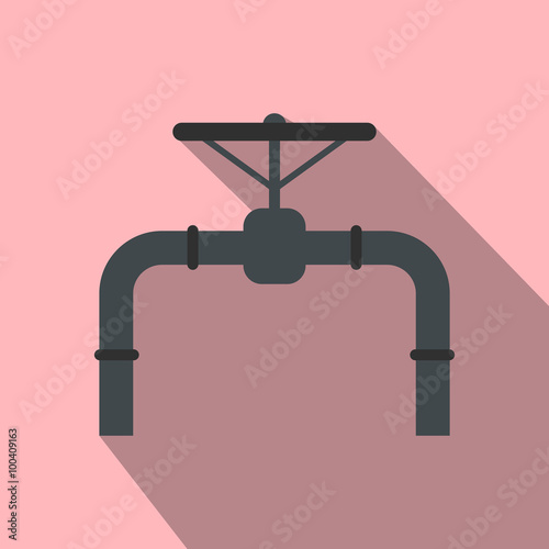 Pipeline with valve and handwheel flat icon