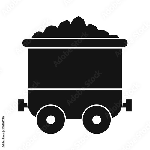 Coal trolley black simple icon