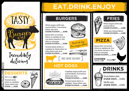 Restaurant cafe menu, template design.
