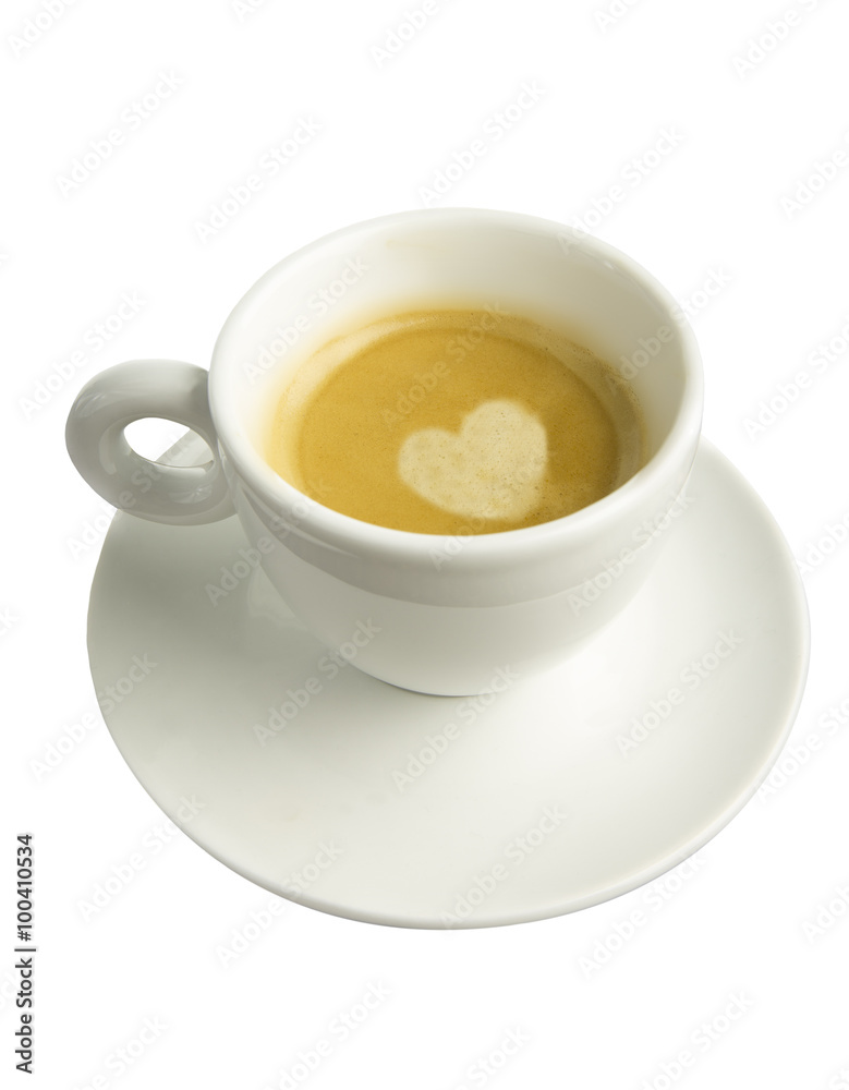 Fototapeta premium Cup of espresso isolated on white top view