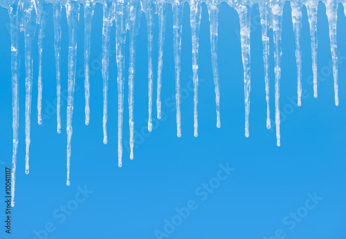 Icicles on a blue