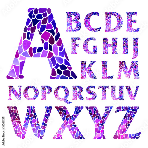 magic letters in the style of watercolor mosaic 
