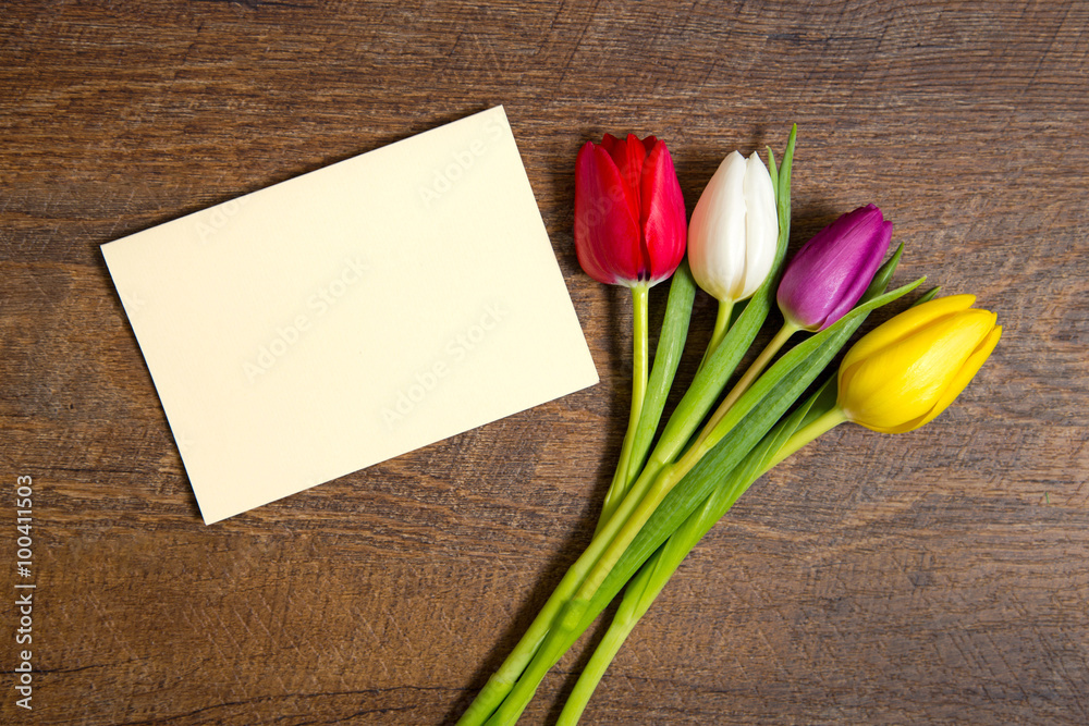 Fototapeta premium Karte und Tulpen
