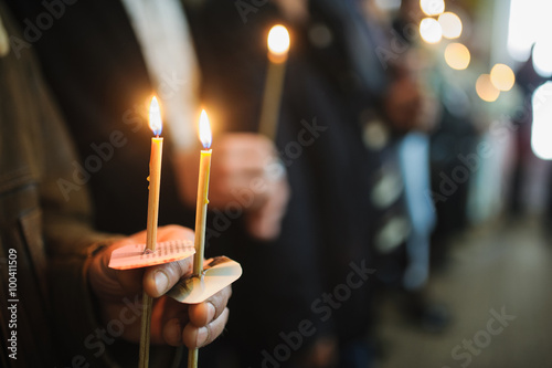 Candles during orthodox christening