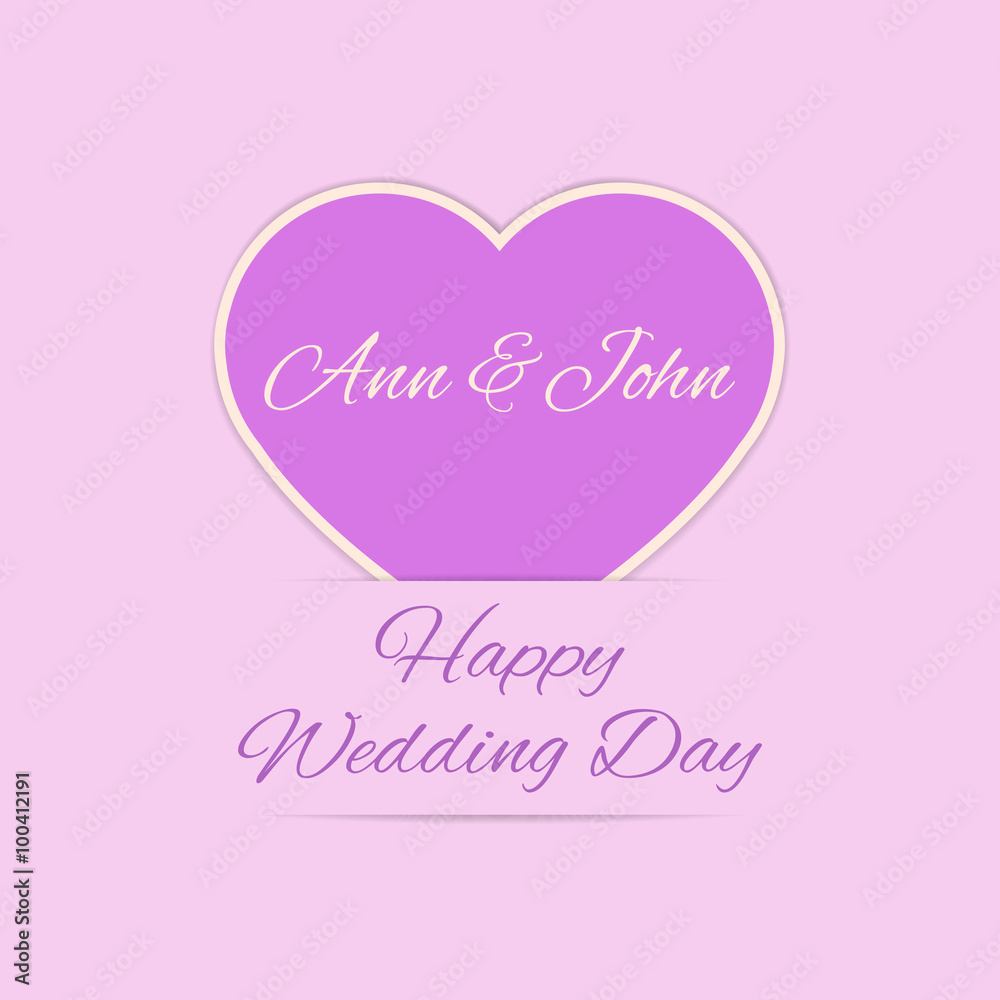 Wedding Day card with purple heart