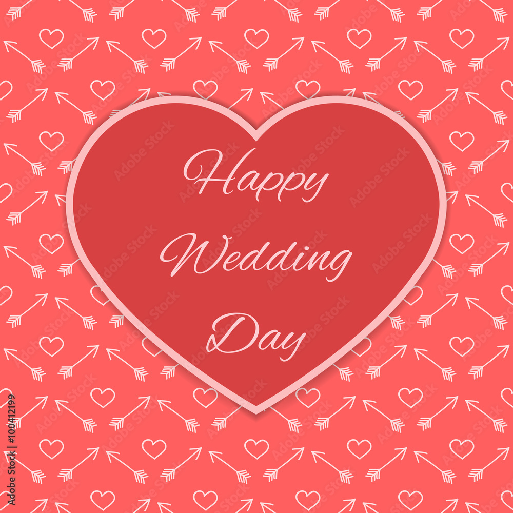 Red Happy Wedding Day card