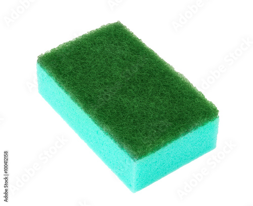 colorful sponges for washing dishes on a white background