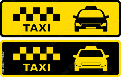 black and yellow taxi symbol