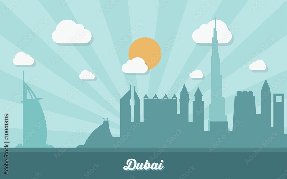 Dubai skyline - flat design