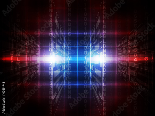 Binary red and blue computer code