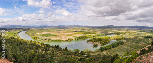 Panoramic view of the Ebro River near Tivissa, Spain