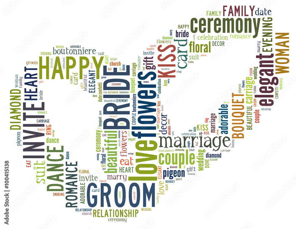 Wedding rings, word cloud concept 4