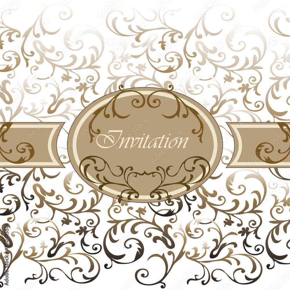 Damask Invitation card with classic royal ornaments. Vector Damask Invitation card with classic royal ornaments. Vector