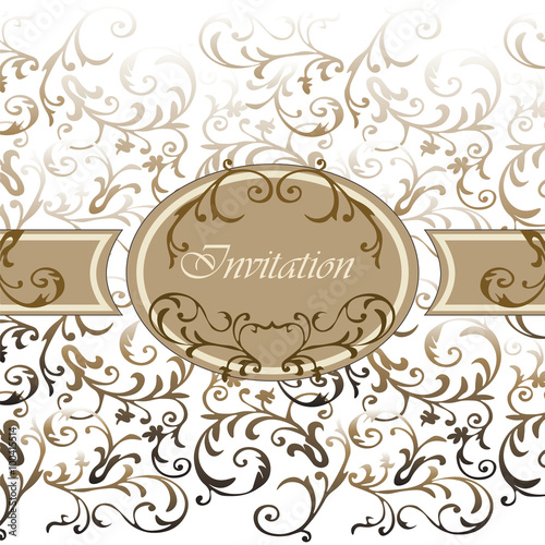 Damask Invitation card with classic royal ornaments. Vector