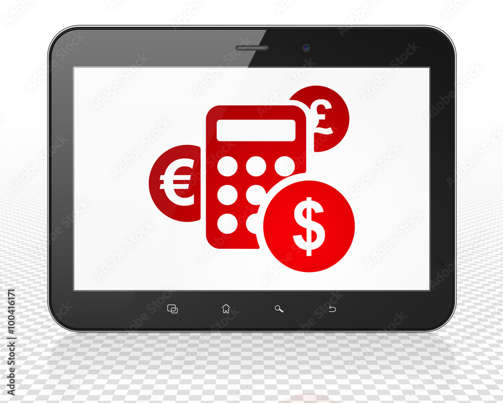 Finance concept: Tablet Pc Computer with Calculator on display Finance concept: Tablet Pc Computer with Calculator on display
