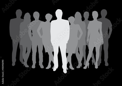 Vector businessman at the work, teamwork and collaboration