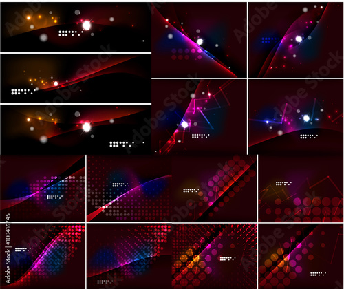 Dark space abstract background set