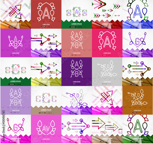 Square banners with linear elements