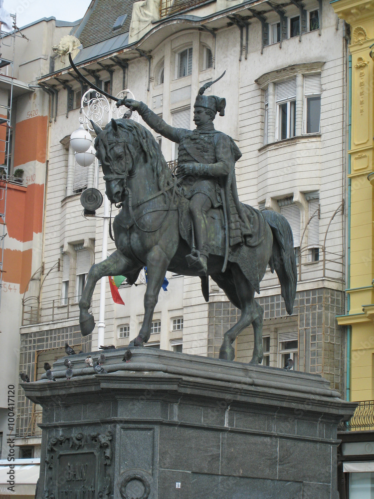 Statue du comte Josip Jelacic à Zagreb
