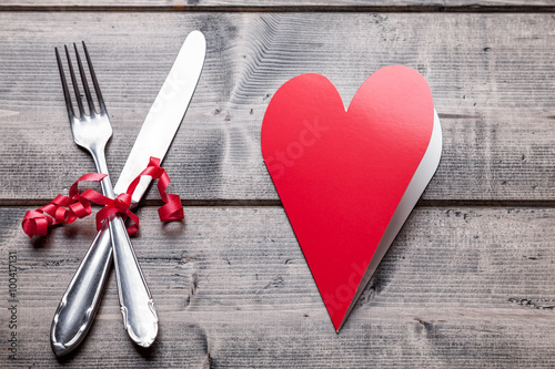 Romantic dinner set on wooden background © and.one