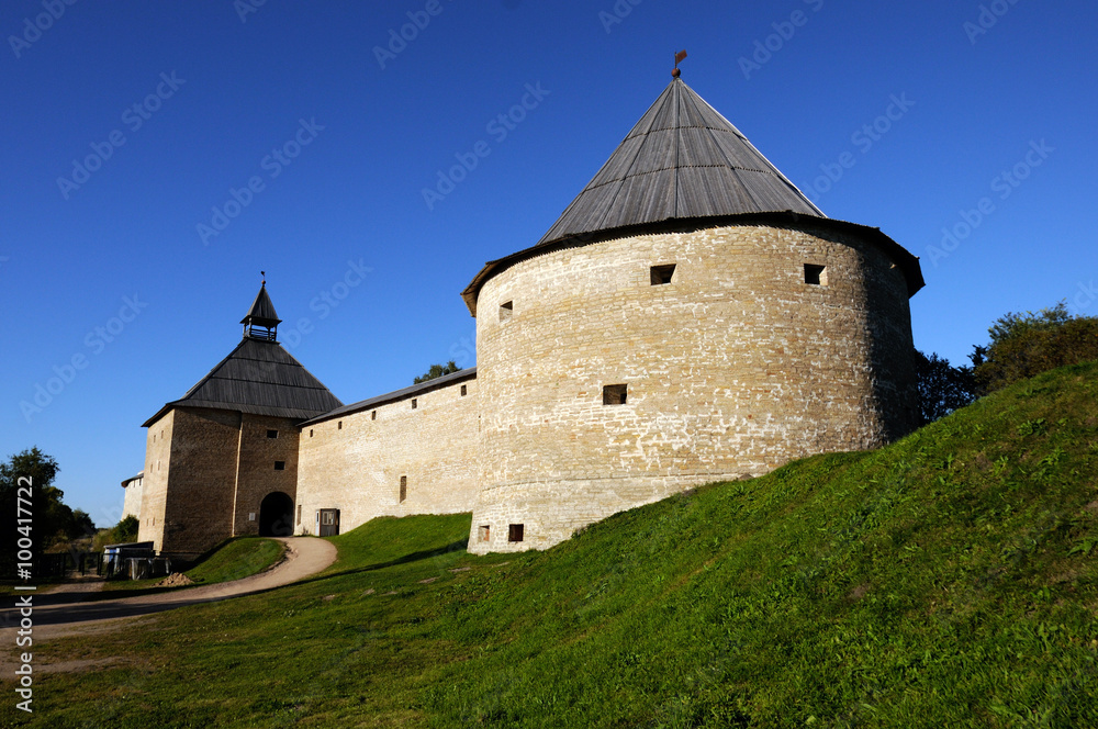 Old Ladoga Fortress, Russia. Historical place, capital of ancient Rus. Tourist and tourism. Ancient Slavs and Varangians. Protection of UNESCO. Building is rarity. Archaeology. Middle ages. 