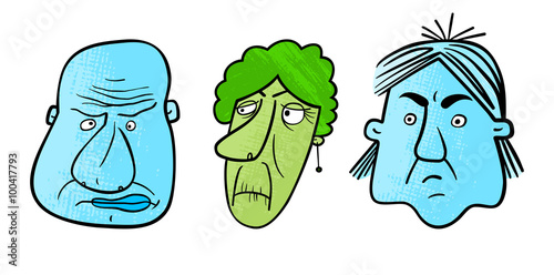 Three unhappy faces