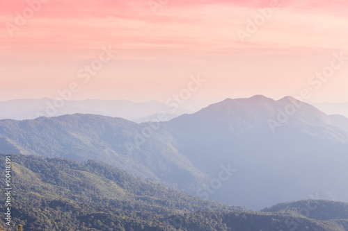 High mountain landscape at sunset