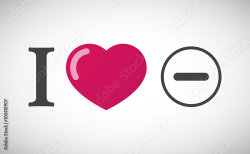 "I love" hieroglyph with a subtraction sign