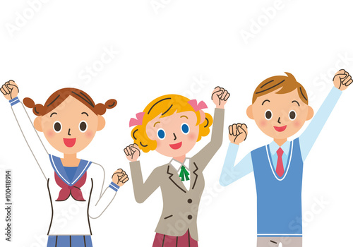 頑張るポーズをする学生