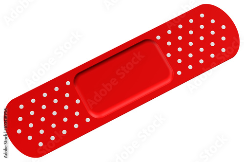 Single red bandage on white background