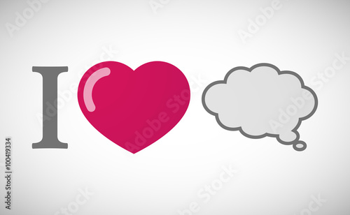 "I love" hieroglyph with a comic cloud balloon