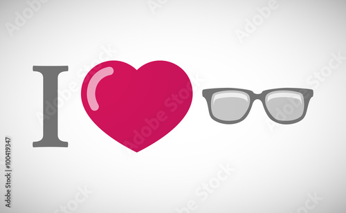 "I love" hieroglyph with a glasses